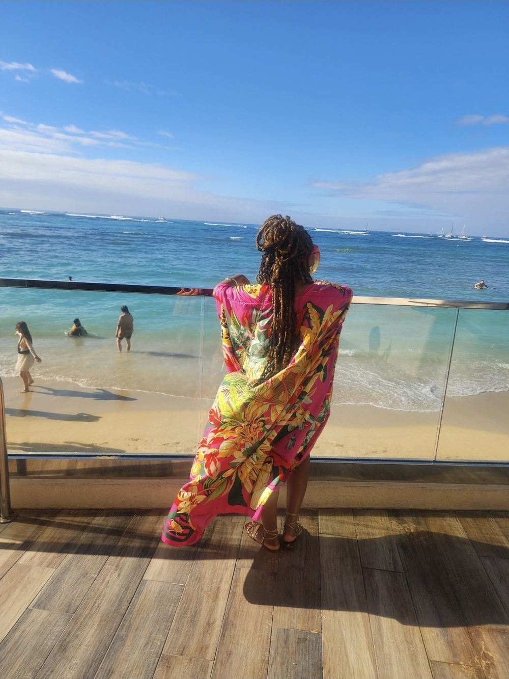 Bright Tropical Pink Floral Beach Cover-Up